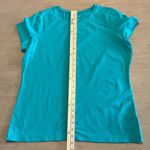 Lands' End Twin Set Teal Cardigan Sweater Size M and Teal Tee Size Large - Picture 4 of 14